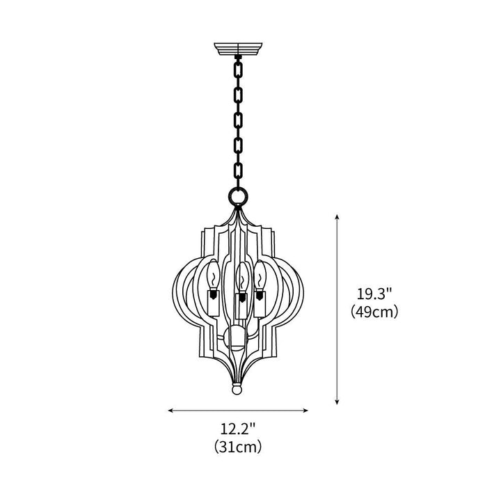 Antique Gold Leaf Lantern Chandelier 12.2" – detail 3