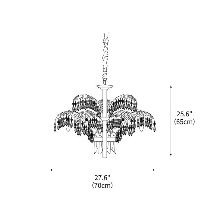 Brass Palm Leaf Crystal Chandelier – detail 3