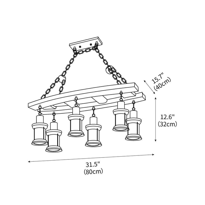 Bucher 6 - Light Kitchen Island Geometric Chandelier 31.5" – detail 3