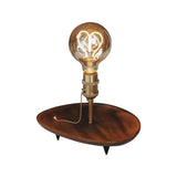 Lámpara de mesa de bandeja de madera maciza retro
