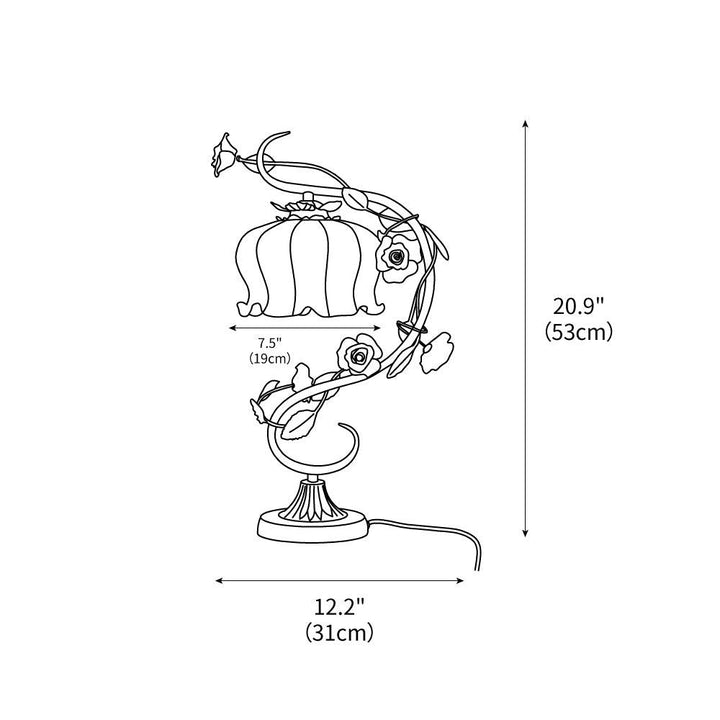 Rose Glass Gooseneck Table Lamp 12.2" – detail 3