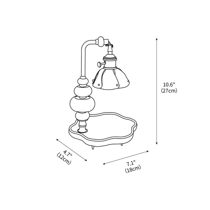 Walnut Flower Tray Table Lamp 7.1" – detail 3