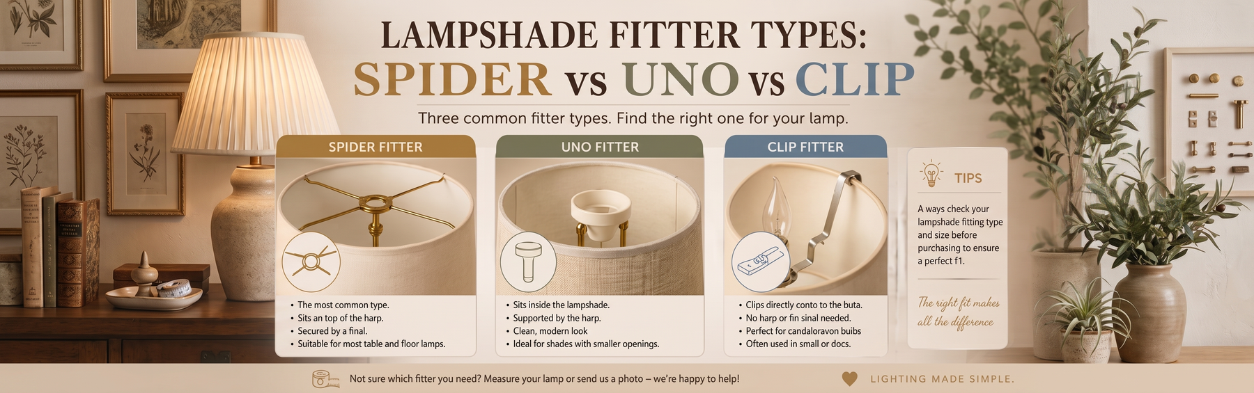 Spider vs. Uno vs. Clip-On: how not to ruin your lamp’s blind date