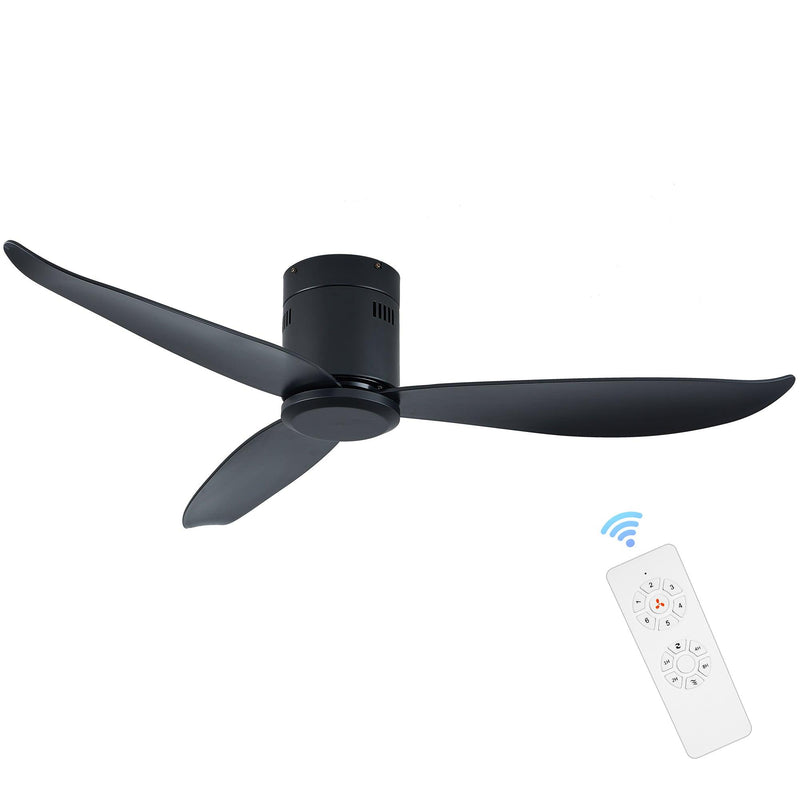 Low Profile Black Flush Mount Ceiling Fan No Light 52"