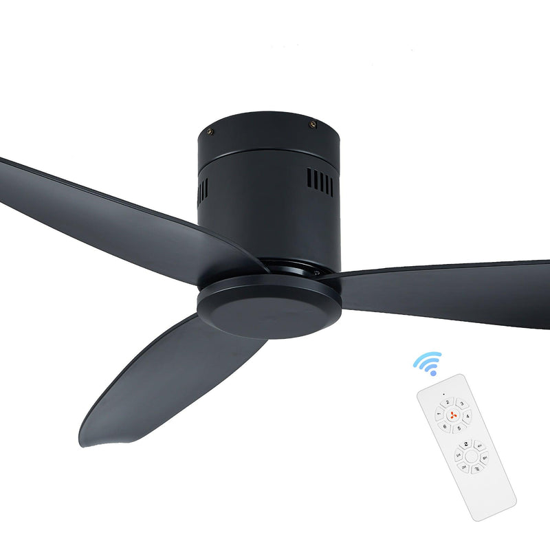 Low Profile Black Flush Mount Ceiling Fan No Light 52"