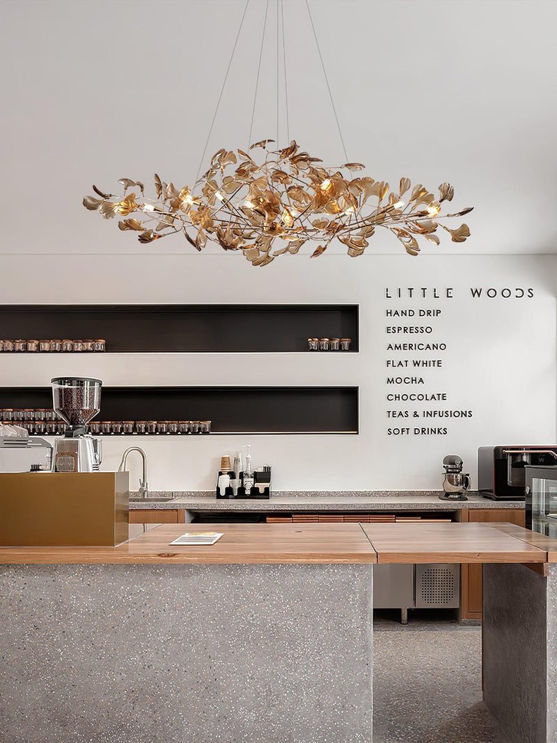 Acrylic Ginkgo Leaf Chandelier 31.5"