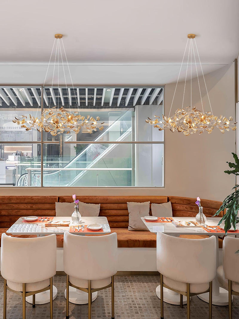 Acrylic Ginkgo Leaf Chandelier 31.5"