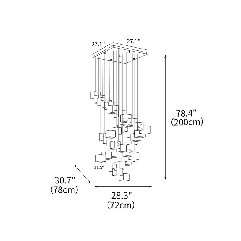 Alabaster Box Chandelier 28.3"