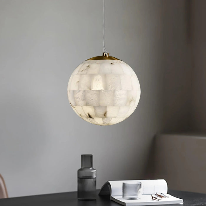 Alabaster Ball Pendant Light 11"