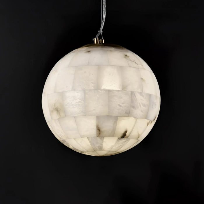 Alabaster Ball Pendant Light 11"