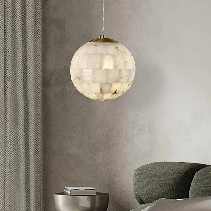 Alabaster Ball Pendant Light 11"