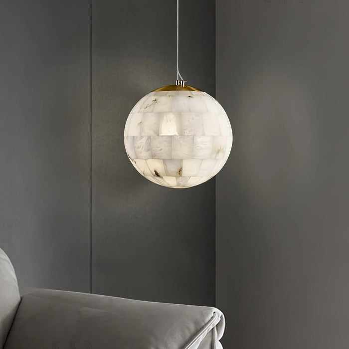 Alabaster Ball Pendant Light 11"