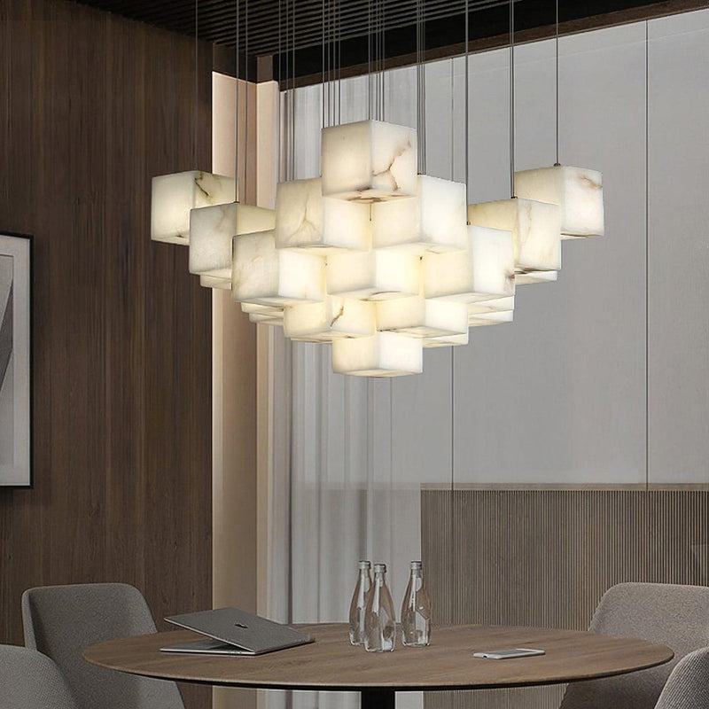 Alabaster Box Chandelier 28.3"