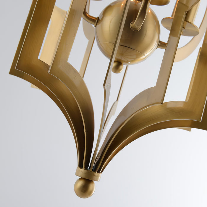 Lustre lanterne antique en feuille d'or 12,2"