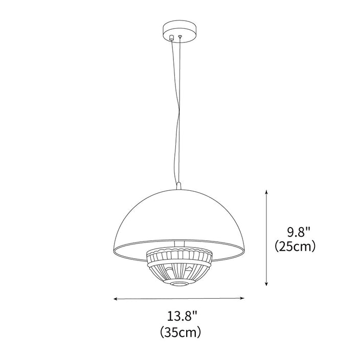 Art Flying Saucer Pendant Lamp 13.8"