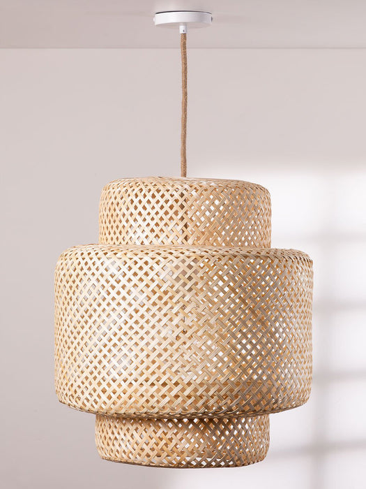 Luminária pendente de bambu