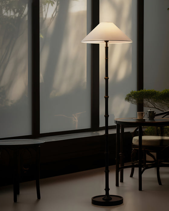 Black Bamboo Floor Lamp 11.8"