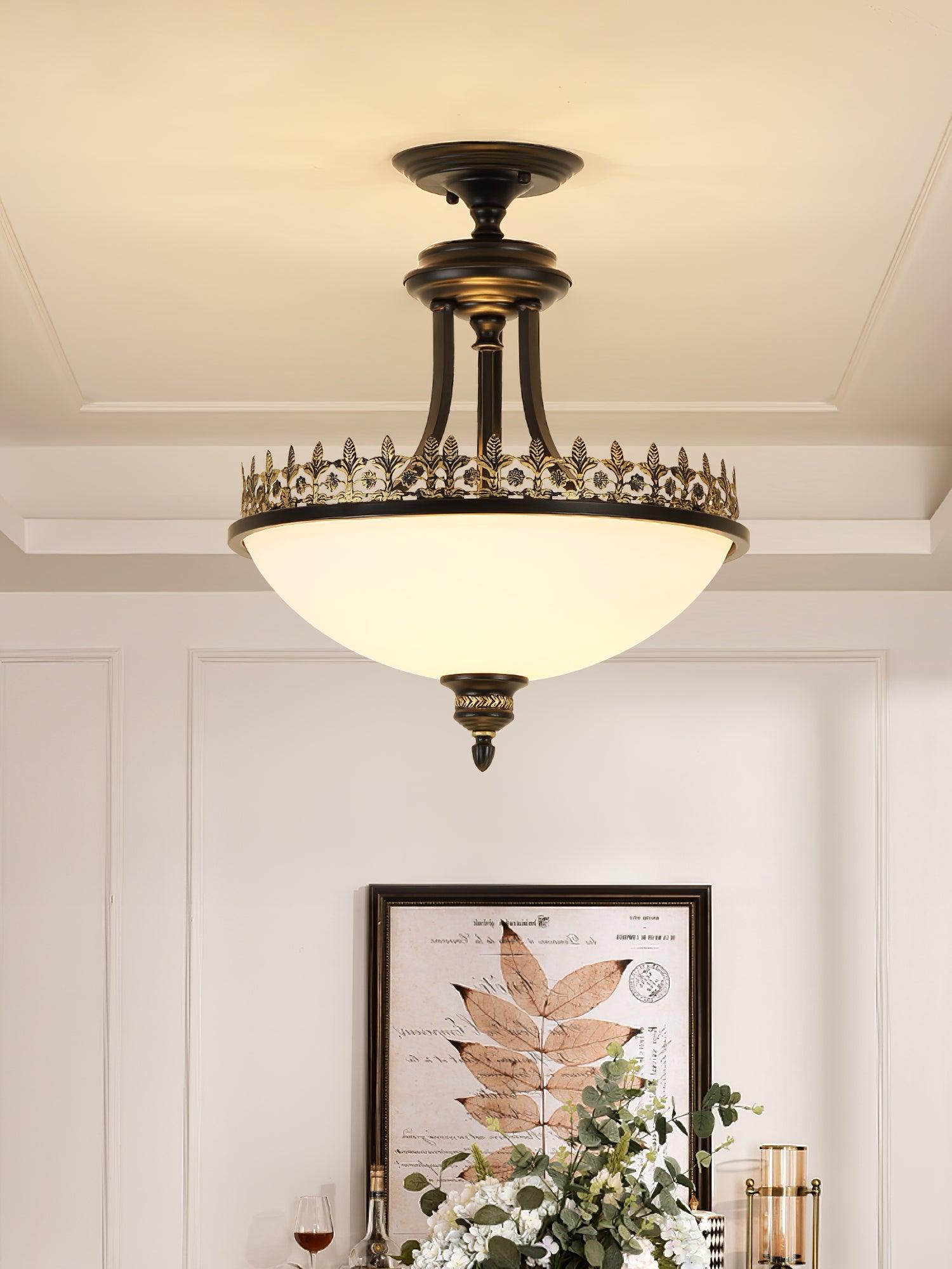 Black Vintage Frosted Glass Ceiling L...