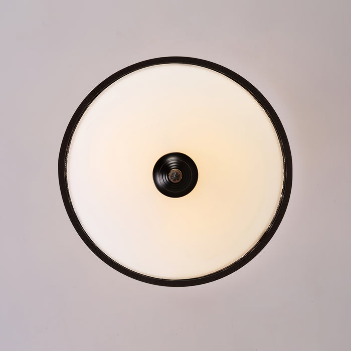 Black Vintage Bowl Frosted Glass Ceiling Light 16.9"