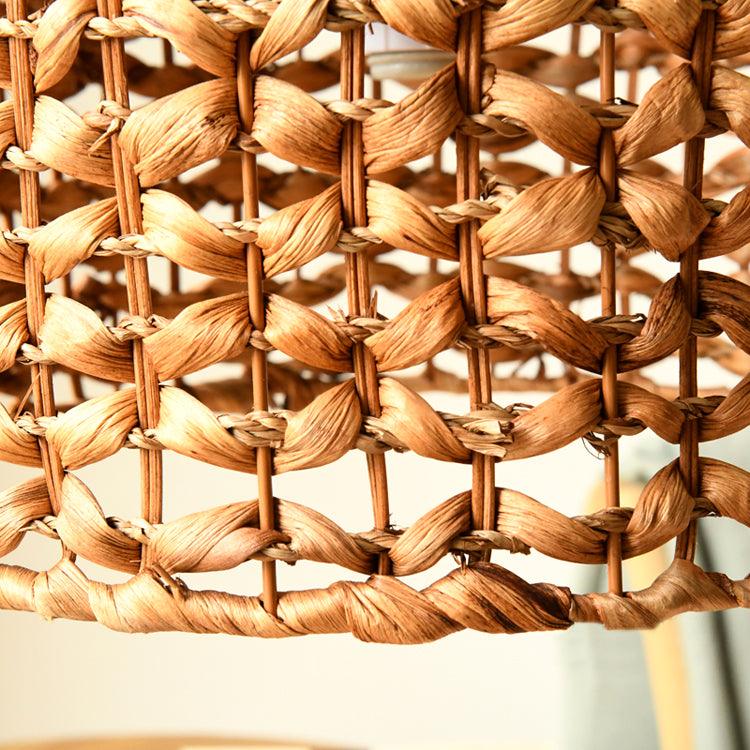Boho Rattan Woven Lampshade Pendant Light 12.2"