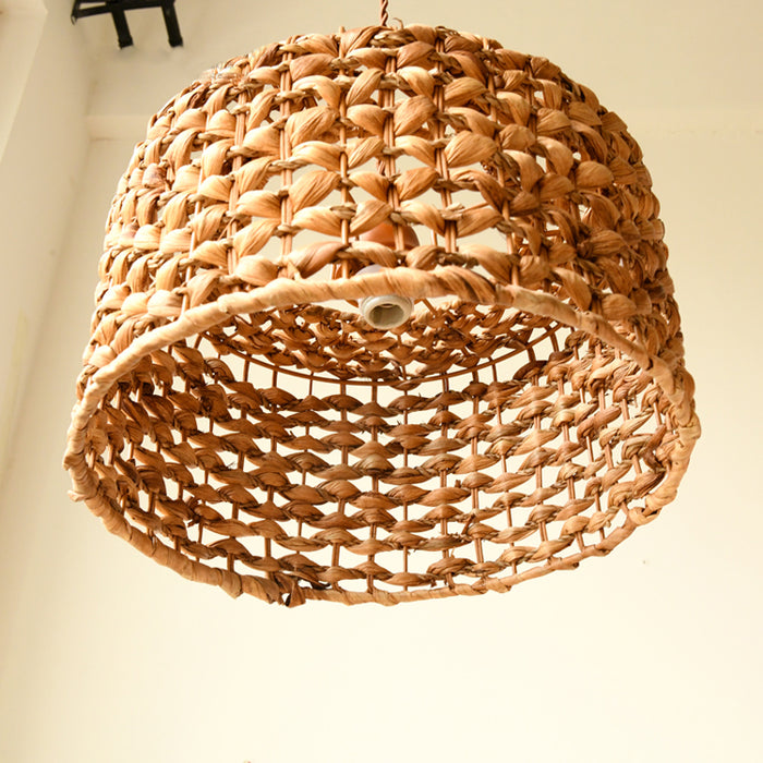 Boho-Rattan-Pendelleuchte mit gewebtem Lampenschirm, 30,8 cm