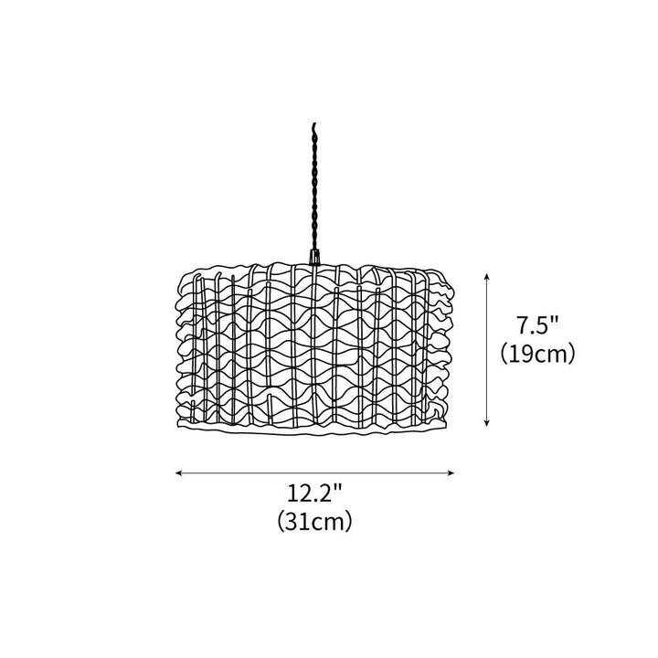 Boho Rattan Woven Lampshade Pendant Light 12.2" – detail 3