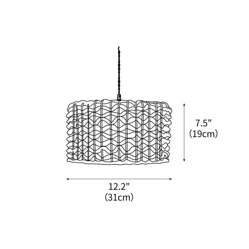Boho Rattan Woven Lampshade Pendant Light 12.2"