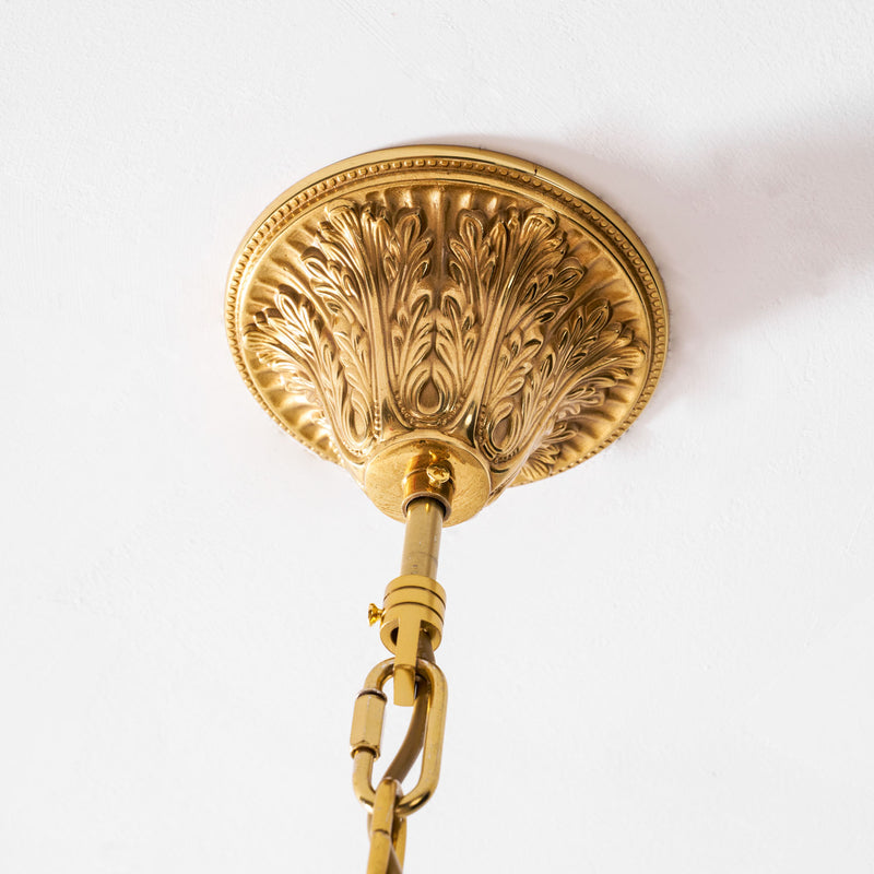 Brass Palm Leaf Crystal Chandelier 27.6"