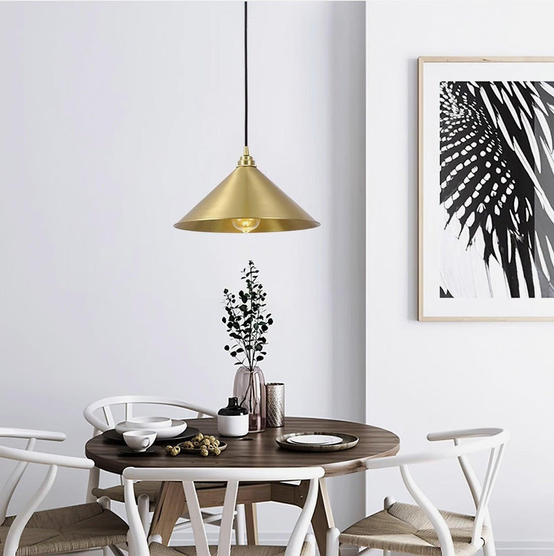 Brass Cone Pendant Light 9.4"