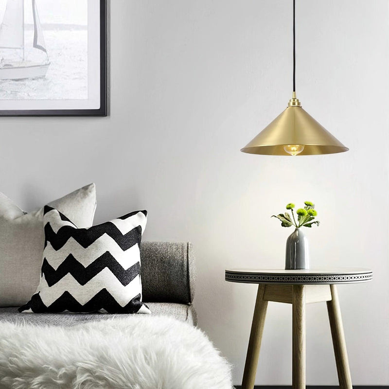 Brass Cone Pendant Light 9.4"