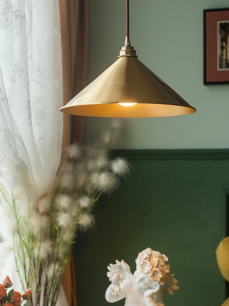 Brass Cone Pendant Light 9.4"