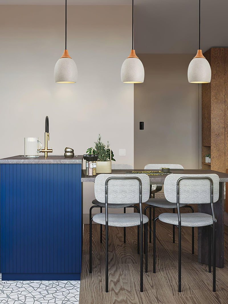 Cement Solid Wood Pendant Light 5.7"