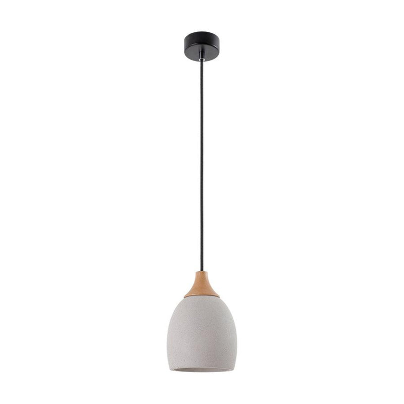 Cement Solid Wood Pendant Light 5.7"