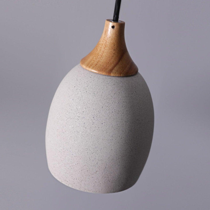 Cement Solid Wood Pendant Light 5.7"