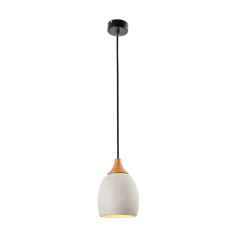 Cement Solid Wood Pendant Light 5.7"