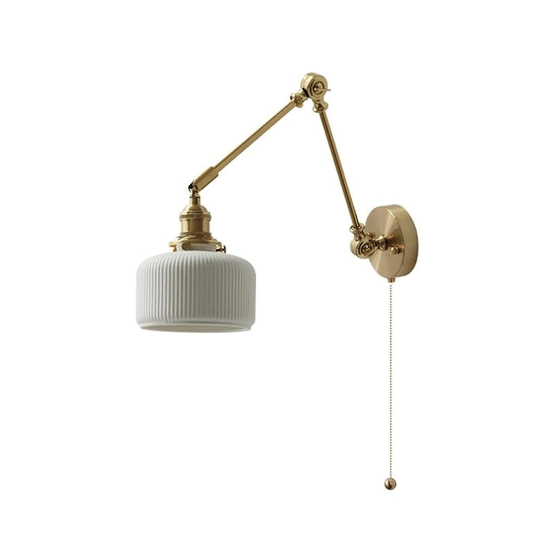 Ceramic Brass Retractable Arm Wall Light 4.7"