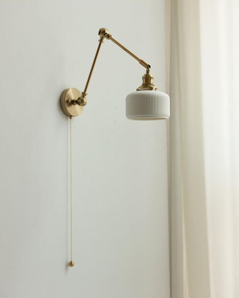 Ceramic Brass Retractable Arm Wall Light 4.7"
