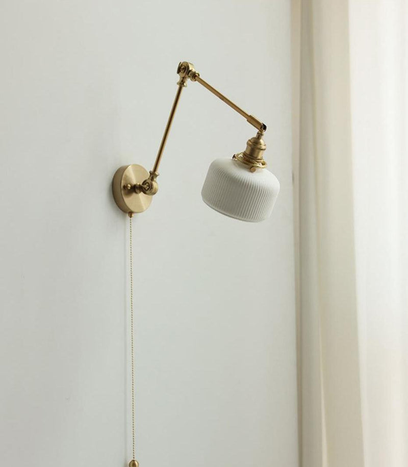 Ceramic Brass Retractable Arm Wall Light 4.7"