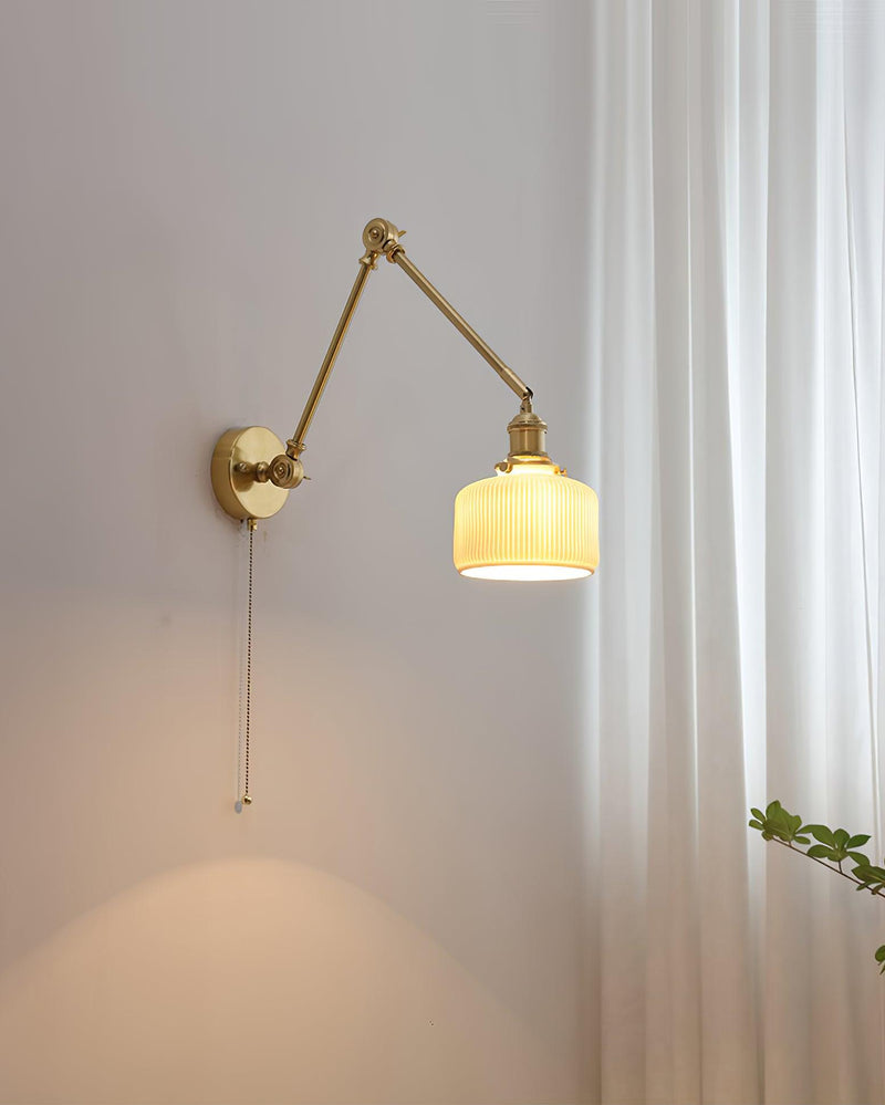 Ceramic Brass Retractable Arm Wall Light 4.7"