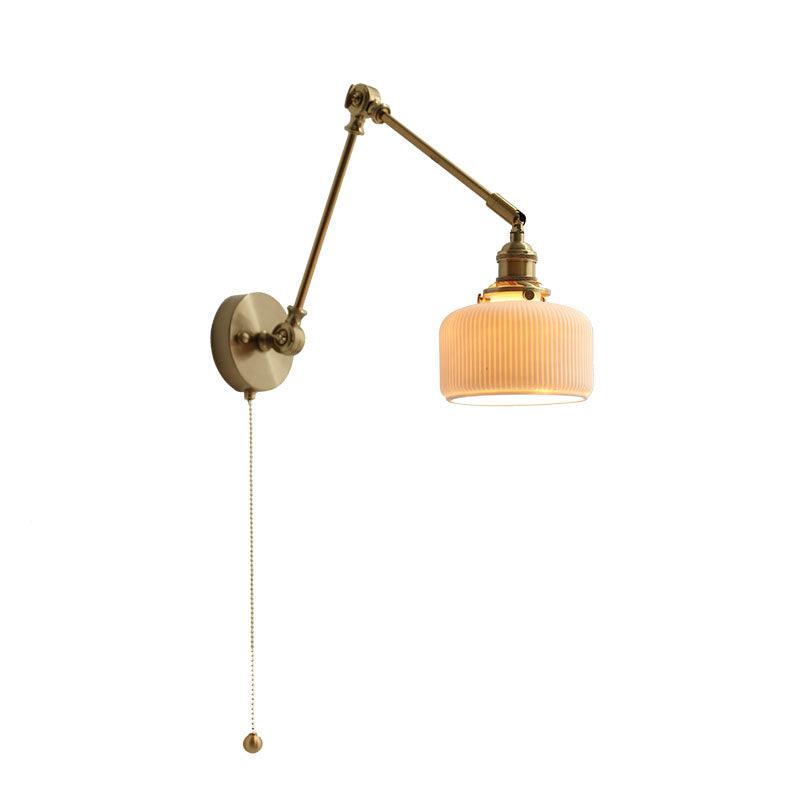 Ceramic Brass Retractable Arm Wall Light 4.7"