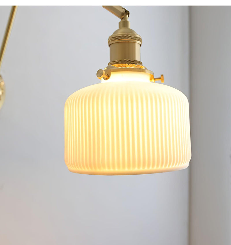 Ceramic Brass Retractable Arm Wall Light 4.7"