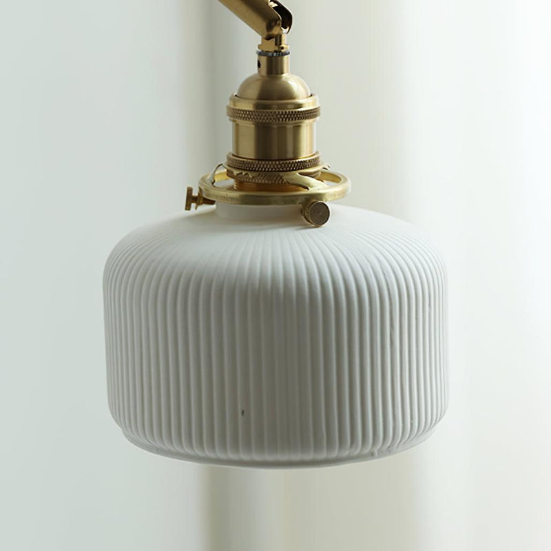 Ceramic Brass Retractable Arm Wall Light 4.7"