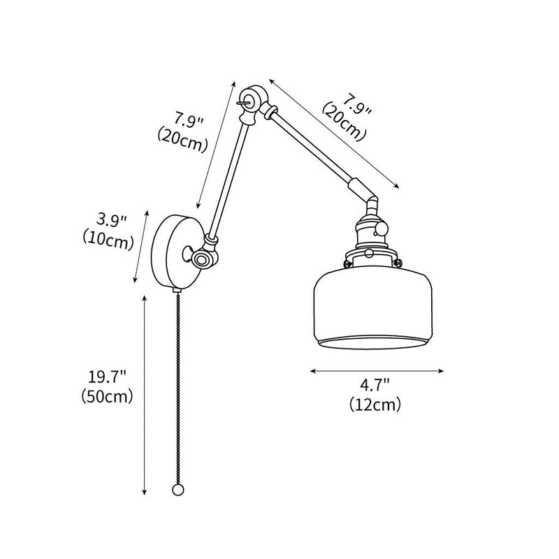 Ceramic Brass Retractable Arm Wall Light 4.7"