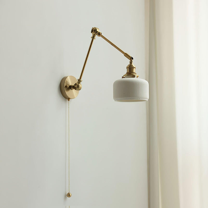 Ceramic Brass Retractable Arm Wall Light 4.7"