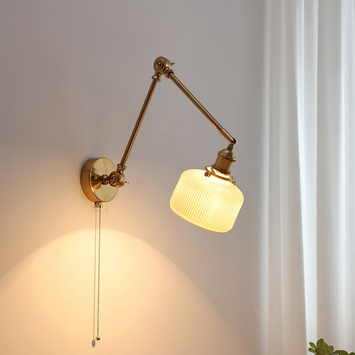 Ceramic Brass Retractable Arm Wall Light 4.7"