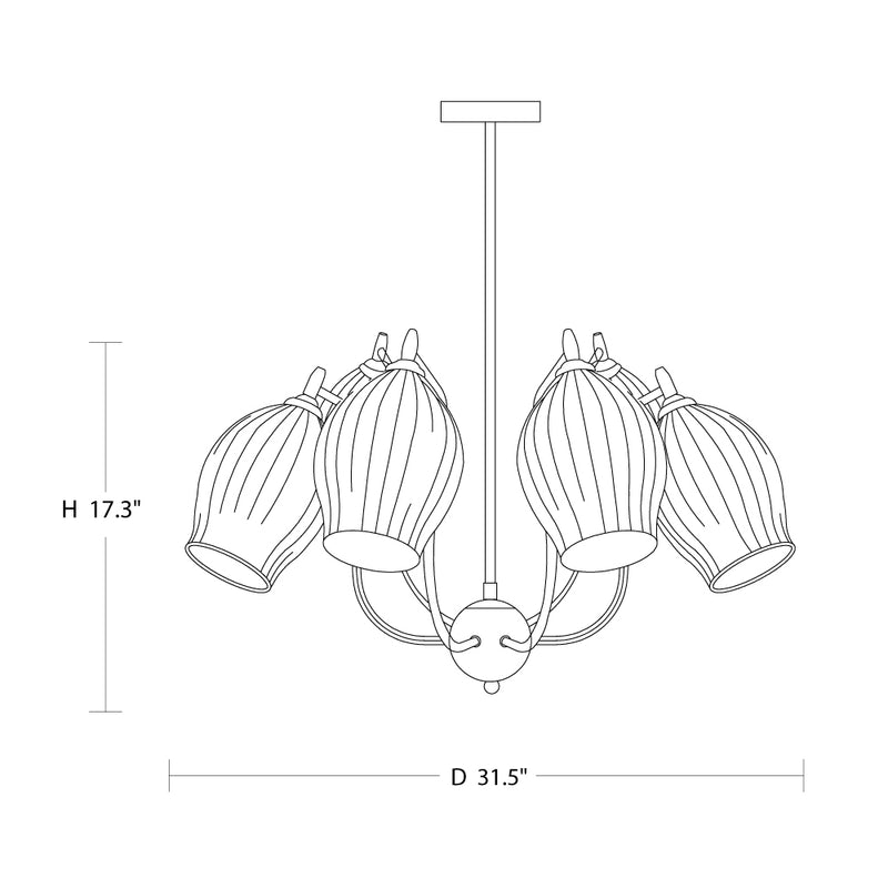 Ceramic Ribbed Chandelier