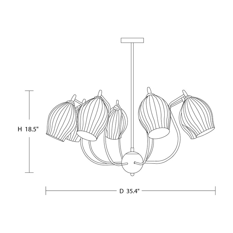 Ceramic Ribbed Chandelier