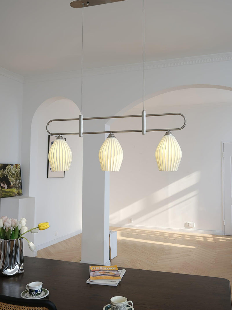 Ceramic Ribbed Pendnat Light