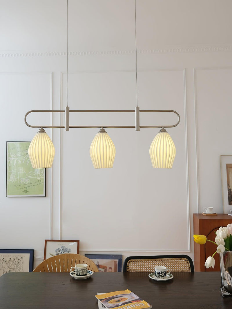 Ceramic Ribbed Pendnat Light