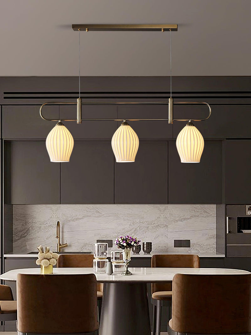 Ceramic Ribbed Pendnat Light